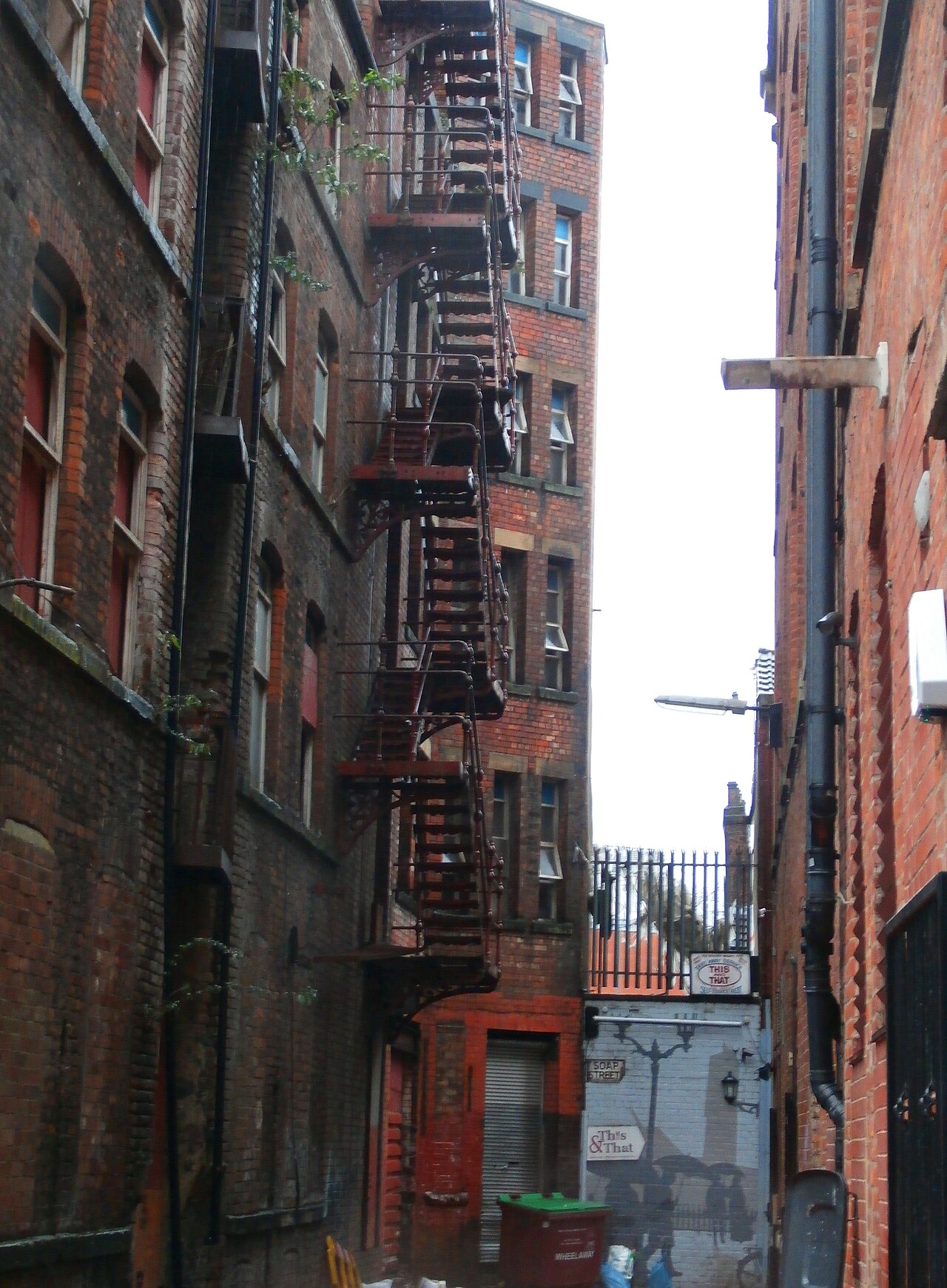 Soap Street alley in Manchester's Northern Quarter leading to This & That Cafe's entrance
